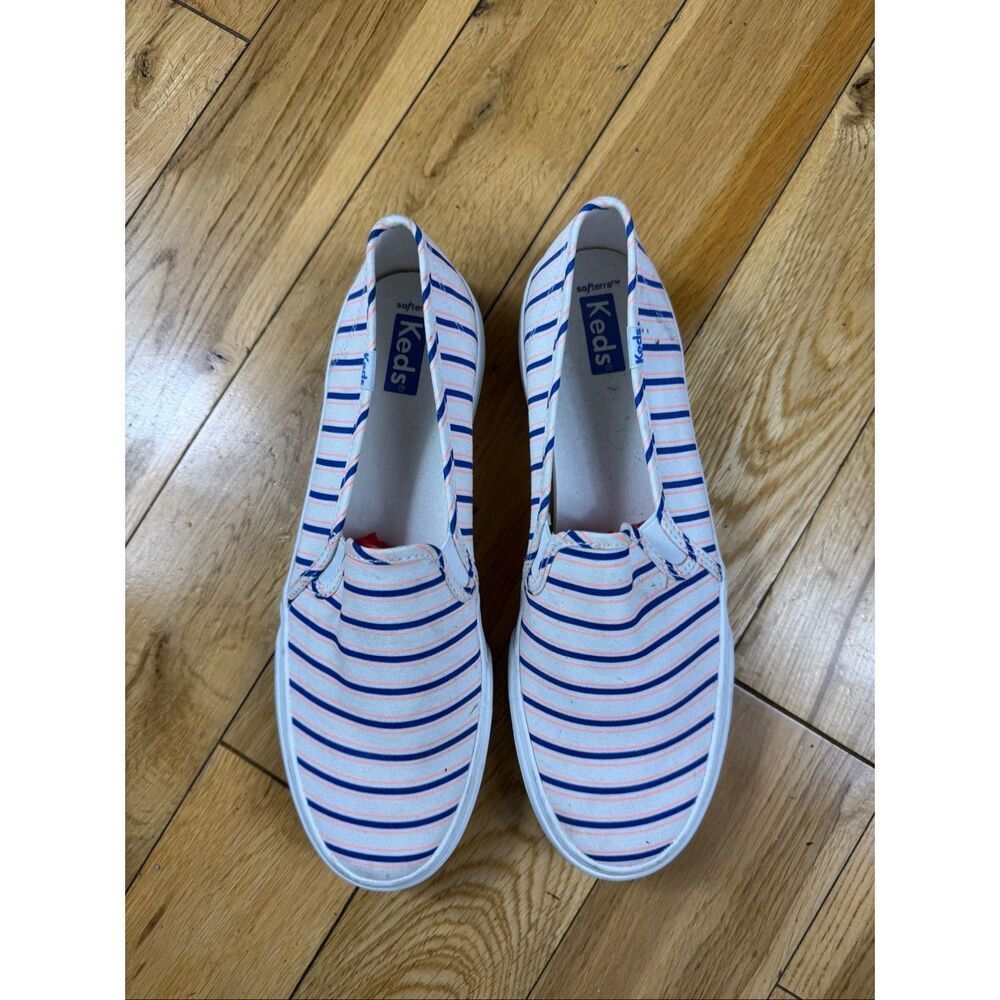 New Keds White Striped Canvas Tennis Shoes Size 9